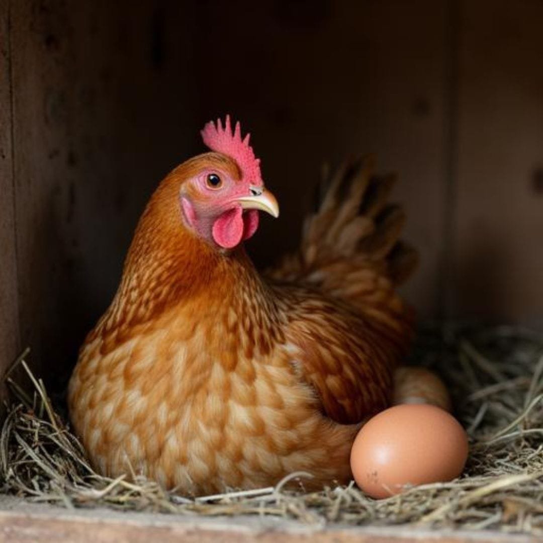 Glucke sitzt im Nest